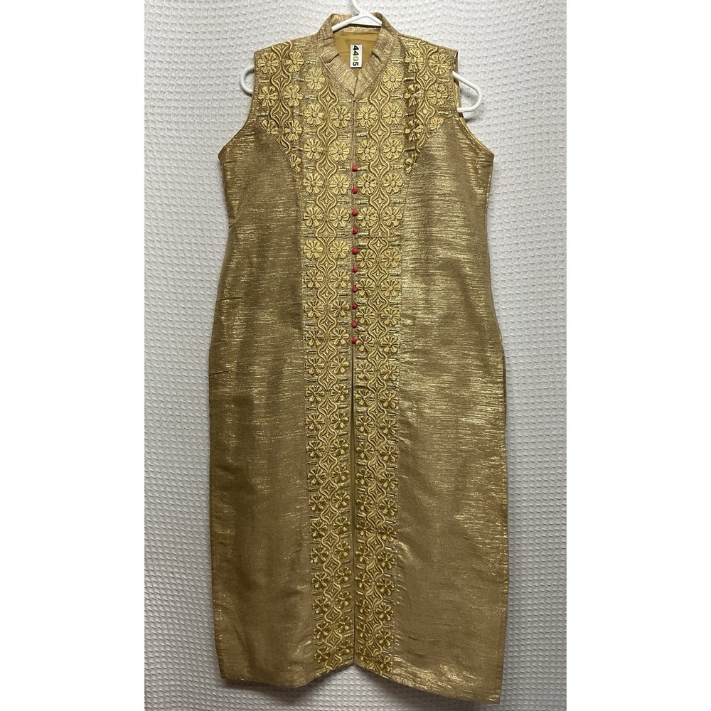 BOLLYWOOD STYLE BEAUTIFULL GOLD EMBROIDERED PARTYWEAR TUNIC KURTA/KURTI Large